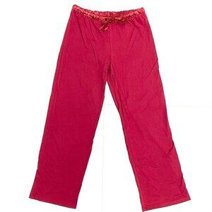 NWOT - Blis Burgundy Satin Trim Sleep Cotton Pajama Lounge Pants